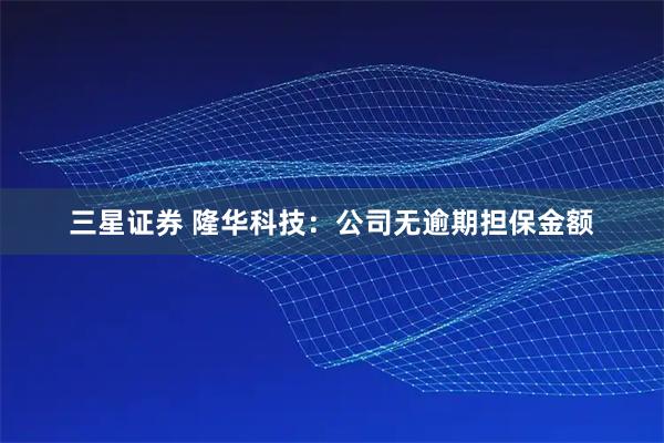 三星证券 隆华科技：公司无逾期担保金额